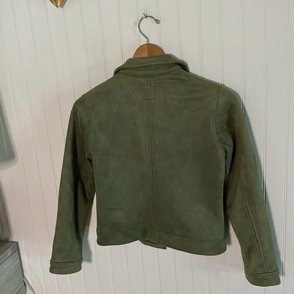 Old Navy Olive Green Faux Suede Moto Jacket Size L/G (10-12)
